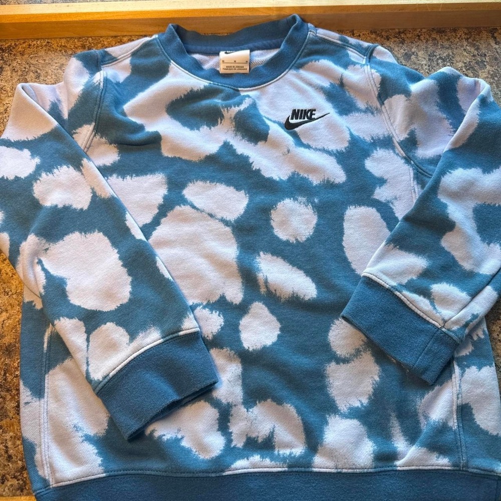 Nike kids/youth blue & white tie dye crewneck
